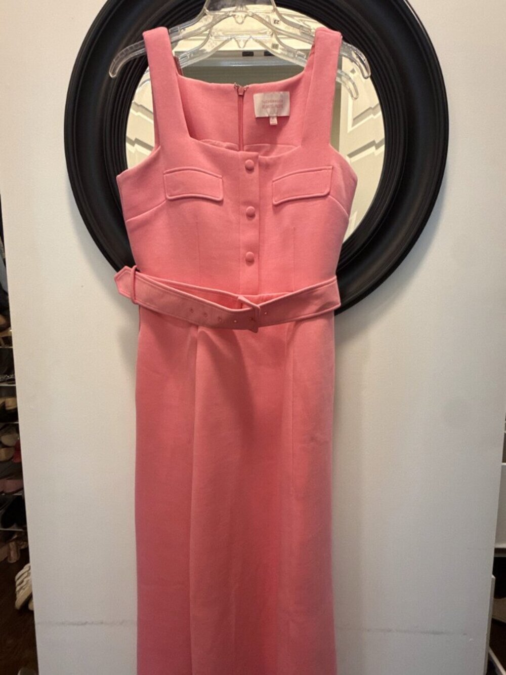 Tuckernuck x Atlantic-Pacific Elle pink belted square-neck dress, size M
